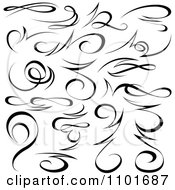 Black Tribal Swirl Calligraphic Design Elements 2
