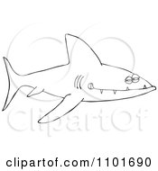 Poster, Art Print Of Outlined Sinister Shark With Sharp Teeth