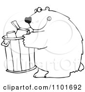 Poster, Art Print Of Outlined Bear Getting Into A Garbage Can
