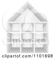 Poster, Art Print Of 3d White Cubby House With Storage Shelves