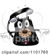 Poster, Art Print Of Happy Black Desk Telephone Mascot Ringing