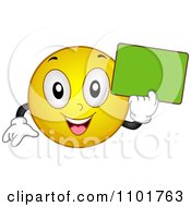 Poster, Art Print Of Happy Yellow Smiley Holding A Green Chalk Board