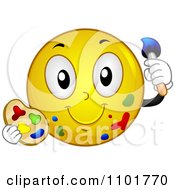 Clipart Artist Yellow Smiley With Paint Royalty Free Vector Illustration