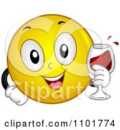 Clipart Yellow Smiley With Red Wine Royalty Free Vector Illustration