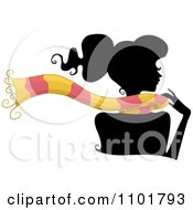 Poster, Art Print Of Silhouetted Woman Wearing A Pink And Yellow Scarf