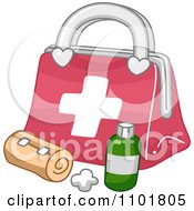 Poster, Art Print Of Bandage And Medicine By A First Aid Medical Kit