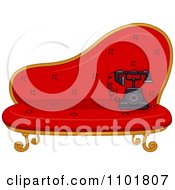 Poster, Art Print Of Old Fashioned Phone On A Red Settee