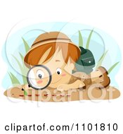 Poster, Art Print Of Boy Observing Ants With A Magnifying Glass
