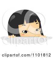 Clipart Asian Girl Looking Over A Surface Royalty Free Vector Illustration