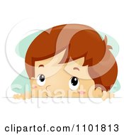 Clipart Boy Looking Over A Surface Royalty Free Vector Illustration