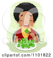 Poster, Art Print Of Picky Eater Forcing Himself To Eat Broccoli