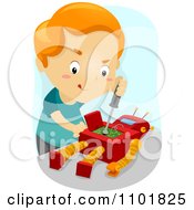Poster, Art Print Of Boy Repairing His Toy Robot