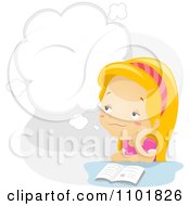 Poster, Art Print Of Blond Girl Daydreaming At Her Desk