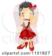 Clipart Crying Boy In A Girl Dress And High Heels Royalty Free Vector Illustration