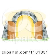 Poster, Art Print Of Open Wooden Gate With An Arch