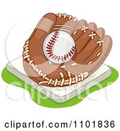 Poster, Art Print Of Baseball In A Glove On A Base