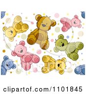 Clipart Seamless Colorful Teddy Bear And Polka Dot Background Pattern Royalty Free Vector Illustration