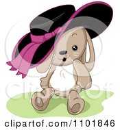Cute Rabbit With A Black And Pink Hat