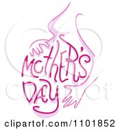 Poster, Art Print Of Pink Mothers Day Text On A Pregnant Womans Belly