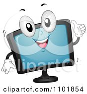 Clipart Happy Tv Or Computer Monitor Holding A Thumb Up Royalty Free Vector Illustration