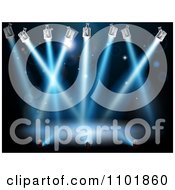 Clipart Blue Search Or Spot Lights Shining Over A Stage Royalty Free Vector Illustration