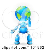 Poster, Art Print Of 3d Blue Globe Headed Robot