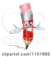 Clipart 3d Happy Red Writing Pencil Royalty Free Vector Illustration