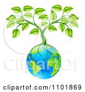 Tree With Roots Growing Around Earth