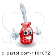 Clipart Happy 3d Compact Screwdriver Character Holding Thumbs Up Royalty Free Vector Illustration