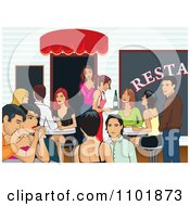 Poster, Art Print Of Happy People Socializing At A Restaurant
