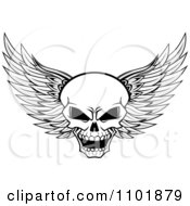 Clipart Evil Black And White Winged Skull Royalty Free Vector Illustration
