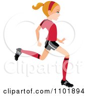 Clipart Blond Soccer Girl Player Running Royalty Free Vector Illustration