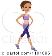 Beautiful Black Or Hispanic Fit Woman In An Aerobics Outfit