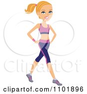 Poster, Art Print Of Beautiful Blond Fit Woman In An Aerobics Outfit