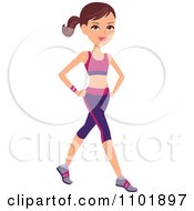 Poster, Art Print Of Beautiful Brunette Fit Woman In An Aerobics Outfit