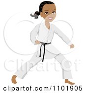 Poster, Art Print Of Strong Black Or Hispanic Karate Woman With A Black Belt