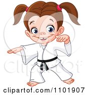Happy Karate Girl With A Black Belt
