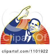 Barack Obama American President Over Red And Orange Rays