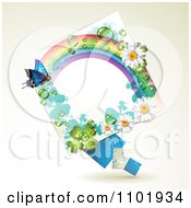 Clipart Rainbow Daisy And Shamrock Diamond Frame With A Butterfly Royalty Free Vector Illustration