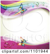 Poster, Art Print Of Spring Butterfly Background With Dew And Rainbows