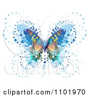 Poster, Art Print Of Ornate Blue Butterfly On White 2