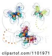 Poster, Art Print Of Three Ornate Butterflies On White
