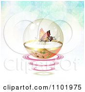 Poster, Art Print Of Butterfly In A Protective Sphere With Flares On Gradient 2