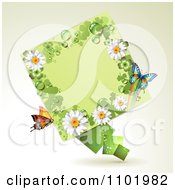 Poster, Art Print Of St Patricks Day Diamond With Shamrocks Daisies And Butterflies