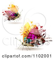 Clipart Two Butterflies With Foliage Royalty Free Vector Illustration