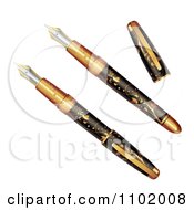 Clipart 3d Black And Gold Fountain Pens Royalty Free Vector Illustration by merlinul