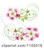 Poster, Art Print Of Pink And White Daisy Ladybug And Lily Design Elements
