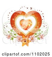 Poster, Art Print Of Heart Inside A Heart With Butterflies And Flowers On White