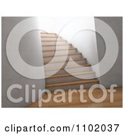 Poster, Art Print Of 3d Interior With Wooden Floors And A Staircase