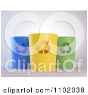 Poster, Art Print Of 3d Blue Yellow And Green Recycle Bins